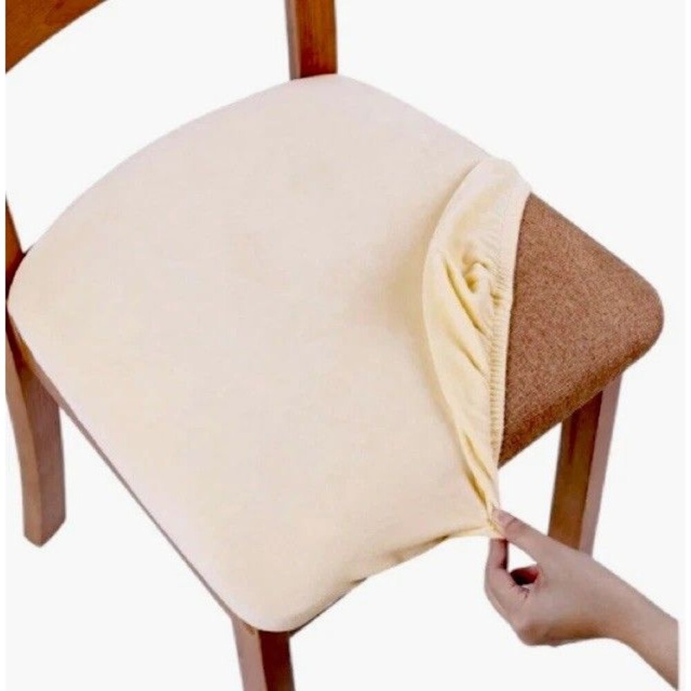 Velvet Chair Seat Covers New Set Of 2 Beige Stretch Fit Removable Washable